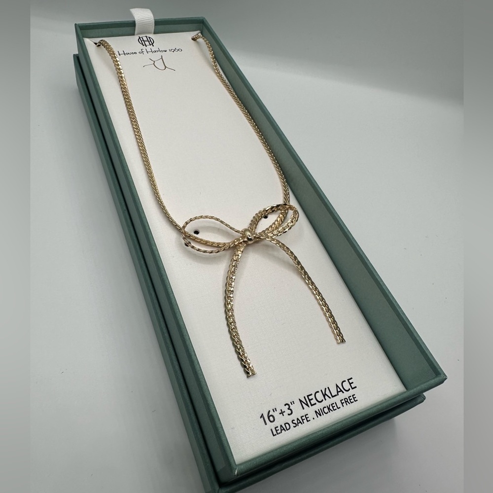 House of Harlow 1960 Gold Bow Pendant Necklace - Picture 3 of 3